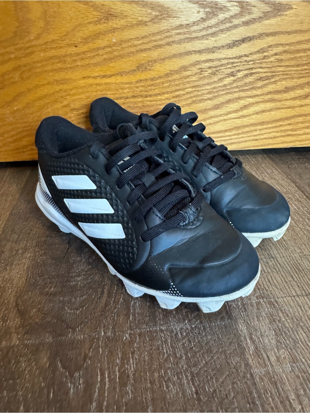 Adidas Kids Soccer Cleats Size 13K Black White 3-Stripes Molded Youth Football